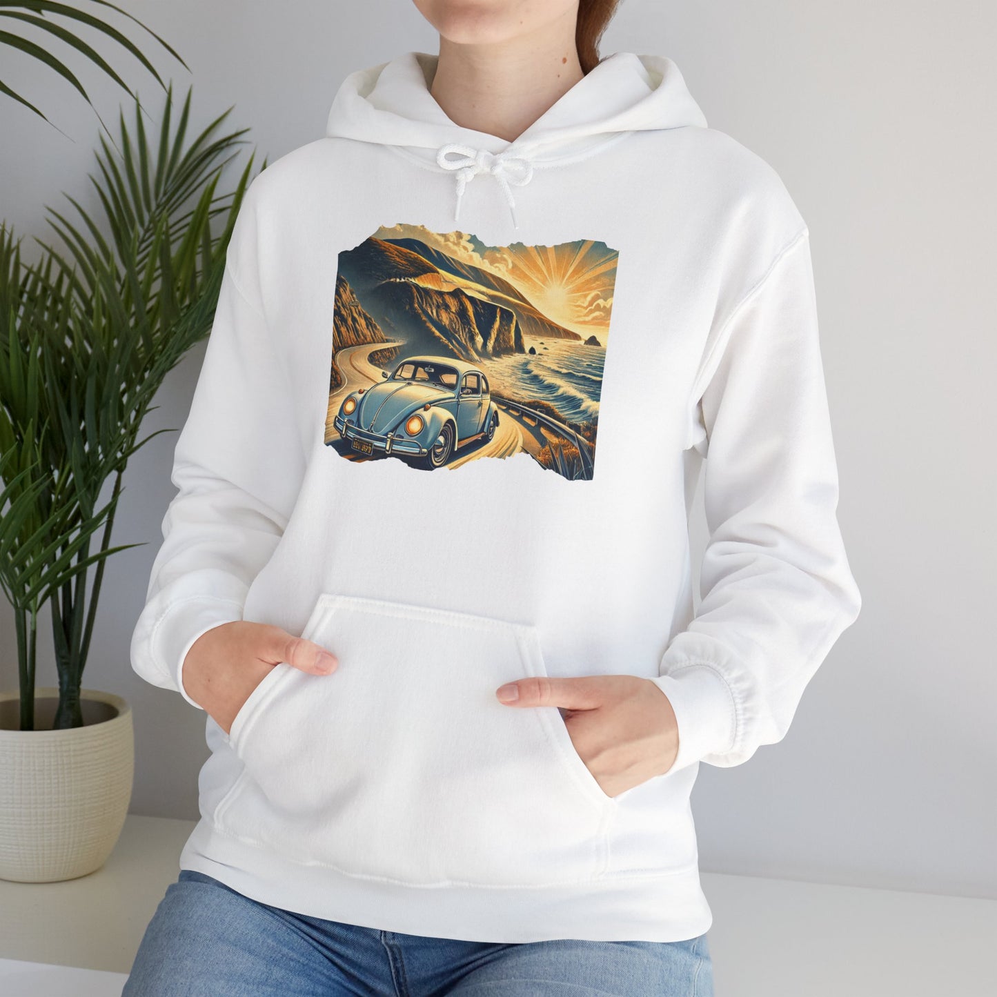 Coastal Cruise Vintage VW Hoodie, Retro California Road Trip Style, Vintage Car Adventure Hooded Sweatshirt | Cozy Unisex Hoodie | Retro Travel Gift | Road Trip Apparel | Ideal for Holidays and Celebrations