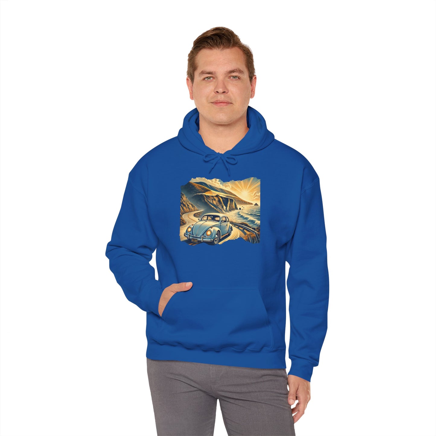 Coastal Cruise Vintage VW Hoodie, Retro California Road Trip Style, Vintage Car Adventure Hooded Sweatshirt | Cozy Unisex Hoodie | Retro Travel Gift | Road Trip Apparel | Ideal for Holidays and Celebrations