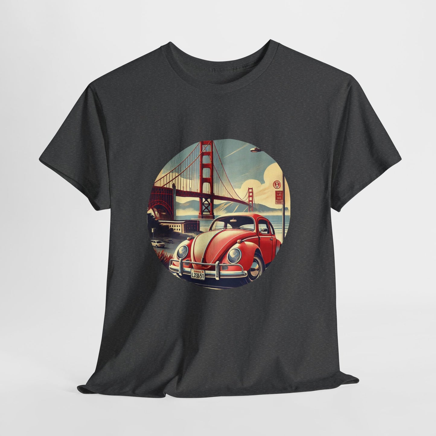 Golden Gate Cruiser VW T-Shirt, Retro San Francisco Vintage Car Design, Retro Car Vibes Unisex Heavy Cotton Tee, Graphic Tee, Vintage T-Shirt, Casual Wear, Gift for Car Lovers