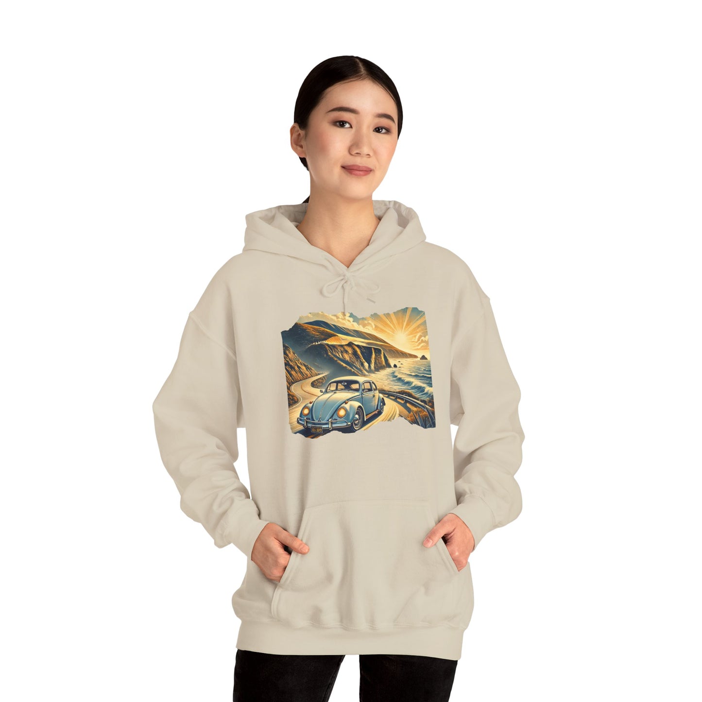Coastal Cruise Vintage VW Hoodie, Retro California Road Trip Style, Vintage Car Adventure Hooded Sweatshirt | Cozy Unisex Hoodie | Retro Travel Gift | Road Trip Apparel | Ideal for Holidays and Celebrations