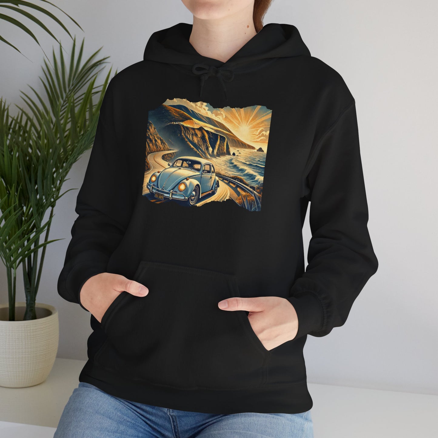 Coastal Cruise Vintage VW Hoodie, Retro California Road Trip Style, Vintage Car Adventure Hooded Sweatshirt | Cozy Unisex Hoodie | Retro Travel Gift | Road Trip Apparel | Ideal for Holidays and Celebrations