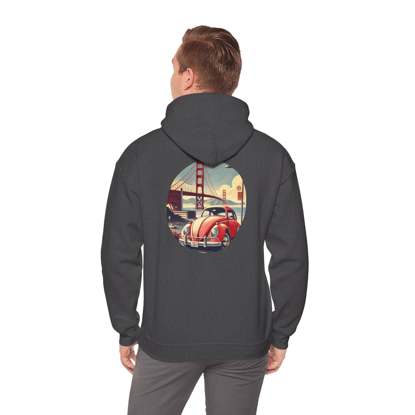Golden Gate Cruiser VW Sweatshirt, Vintage San Francisco Road Trip Style, Unisex Heavy Blend™ Hooded Sweatshirt
