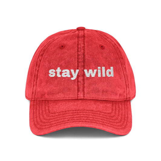 "Stay Wild" Vintage Embroidered Cap, Perfect for Outdoor Adventures, Gifts, Festivals, Casual Wear, Baseball Style