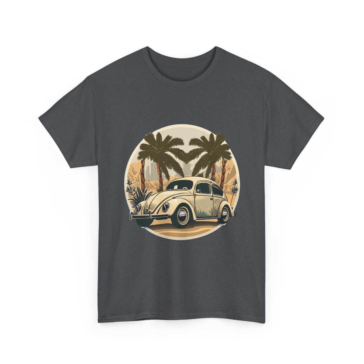 “Desert Palms Drive” Vintage VW T-shirt, Retro California Cruiser Design, Retro Car Art, Unisex Heavy Cotton Tee