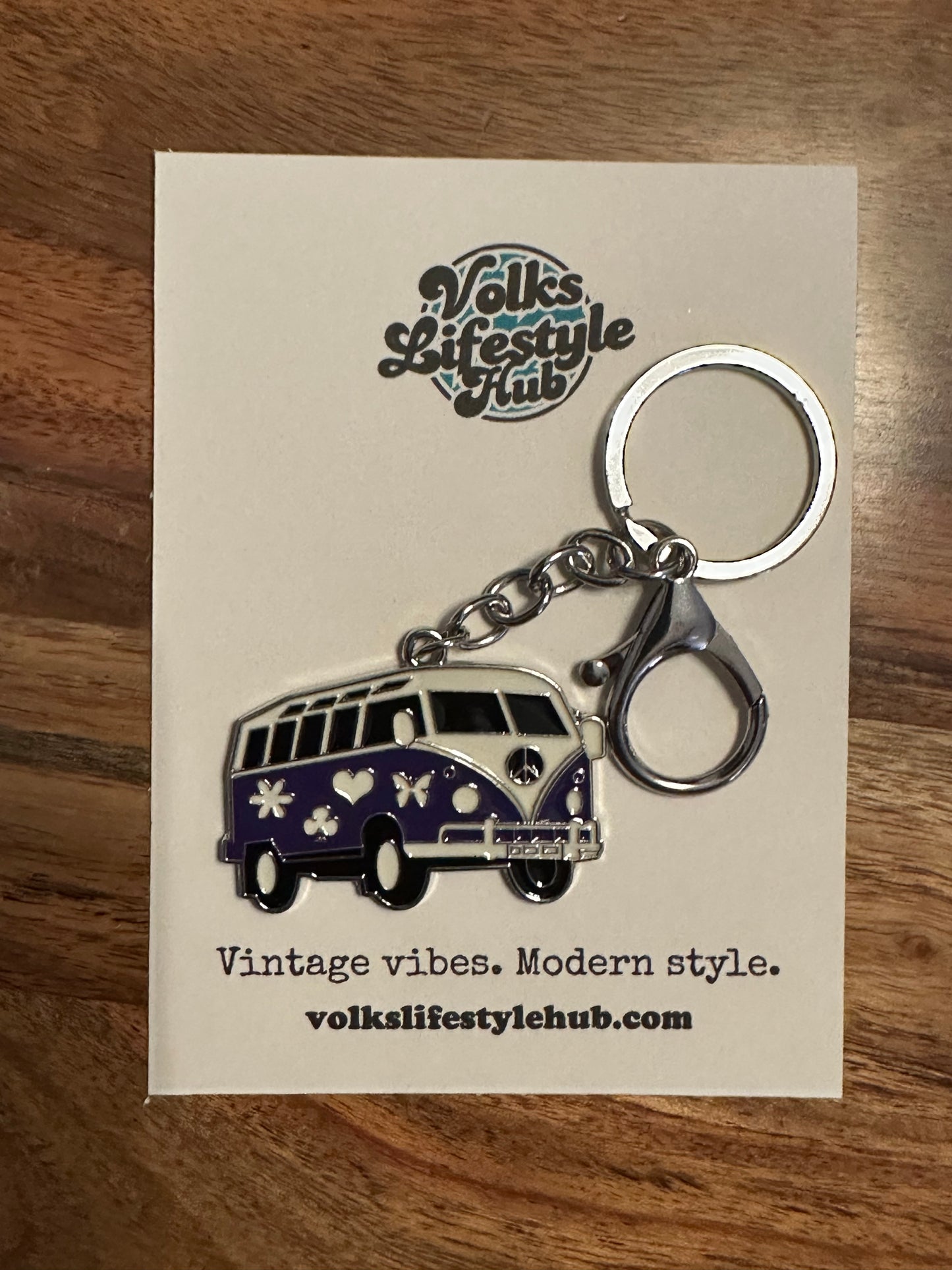 Purple VW Split Window Bus Large Key Chain with Clip
