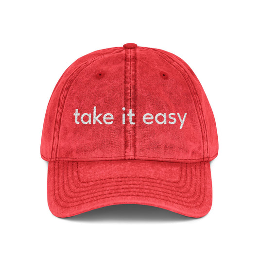 Vintage Embroidered Cap - Take It Easy, Casual Hat for Relaxed Style, Gift for Dads, Summer Accessory, Outdoor-Ready Headwear