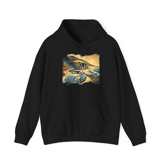 Coastal Cruise Vintage VW Hoodie, Retro California Road Trip Style, Vintage Car Adventure Hooded Sweatshirt | Cozy Unisex Hoodie | Retro Travel Gift | Road Trip Apparel | Ideal for Holidays and Celebrations
