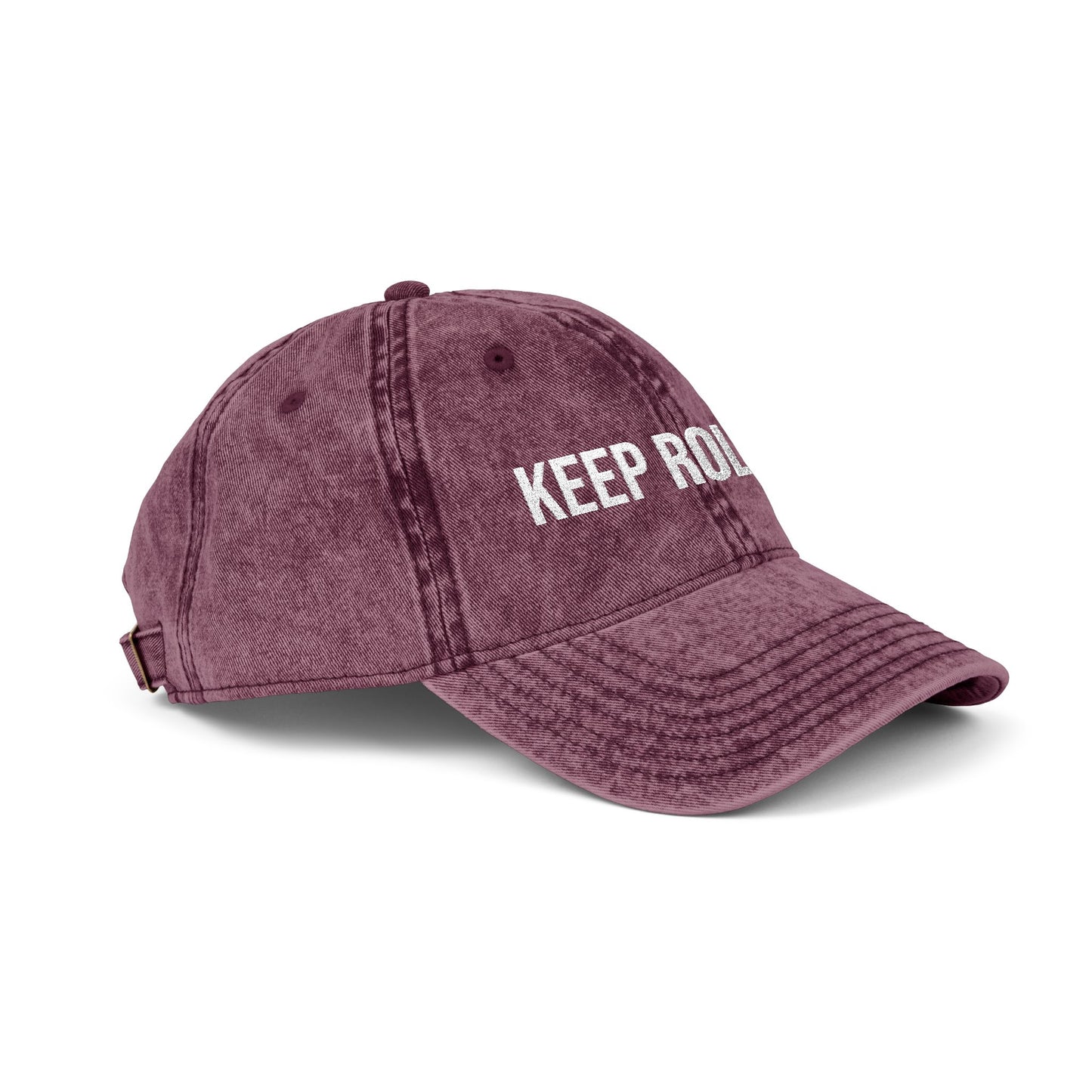 "Keep Rolling" Vintage Embroidered Cap, Casual Sun Protection, Gifts for Outdoors, Trendy Accessories, Everyday Wear