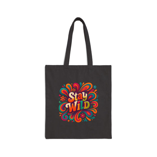 Stay Wild Retro Tote Bag Cotton Canvas Tote Bag