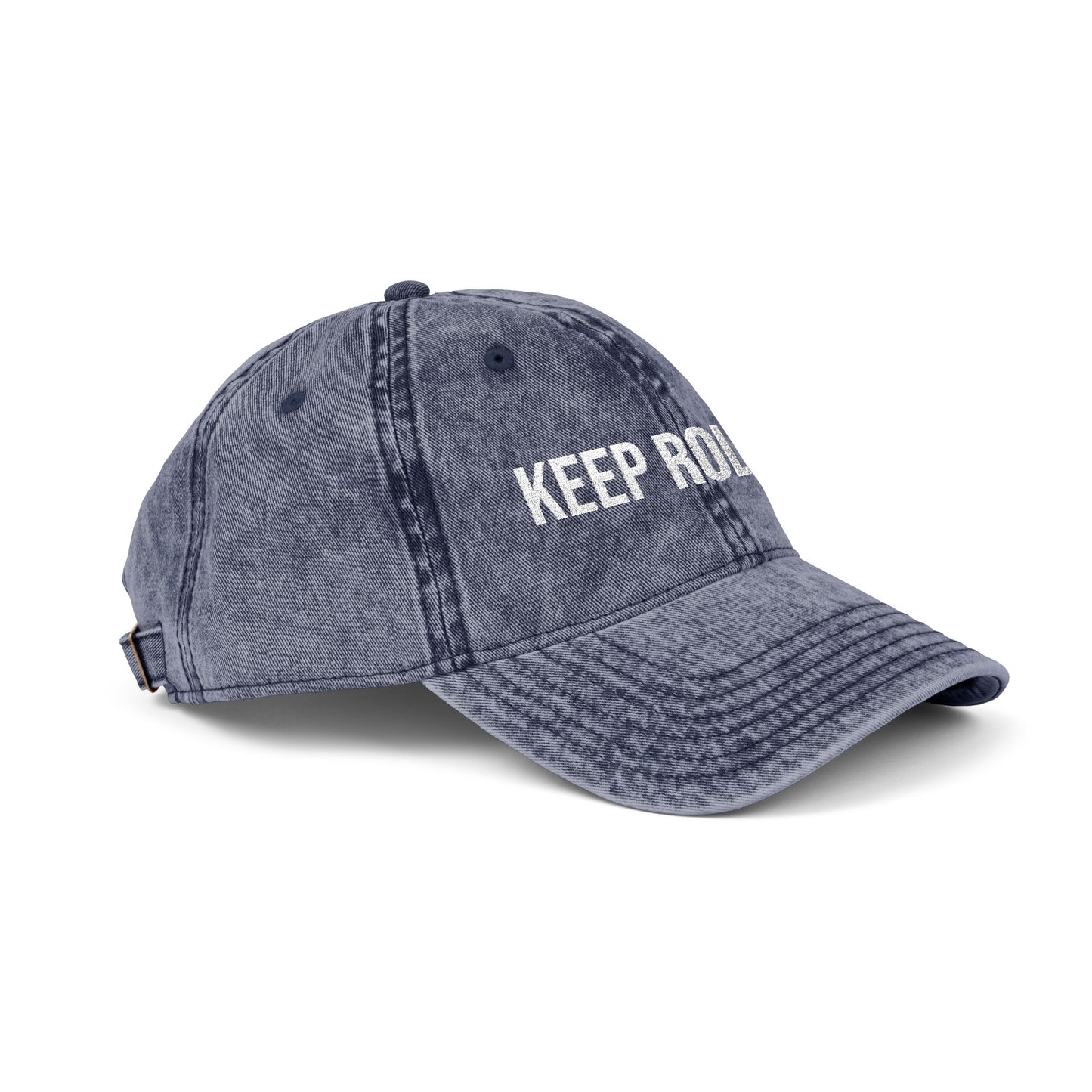 "Keep Rolling" Vintage Embroidered Cap, Casual Sun Protection, Gifts for Outdoors, Trendy Accessories, Everyday Wear