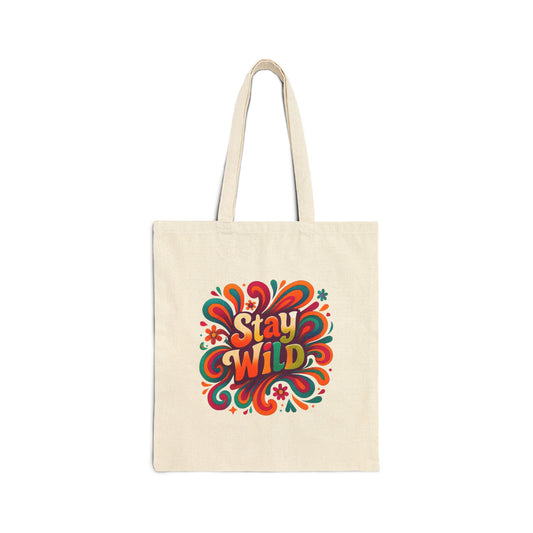 Stay Wild Retro Tote Bag Cotton Canvas Tote Bag