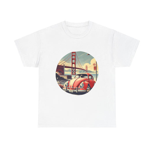 Golden Gate Cruiser VW T-Shirt, Retro San Francisco Vintage Car Design, Retro Car Vibes Unisex Heavy Cotton Tee, Graphic Tee, Vintage T-Shirt, Casual Wear, Gift for Car Lovers
