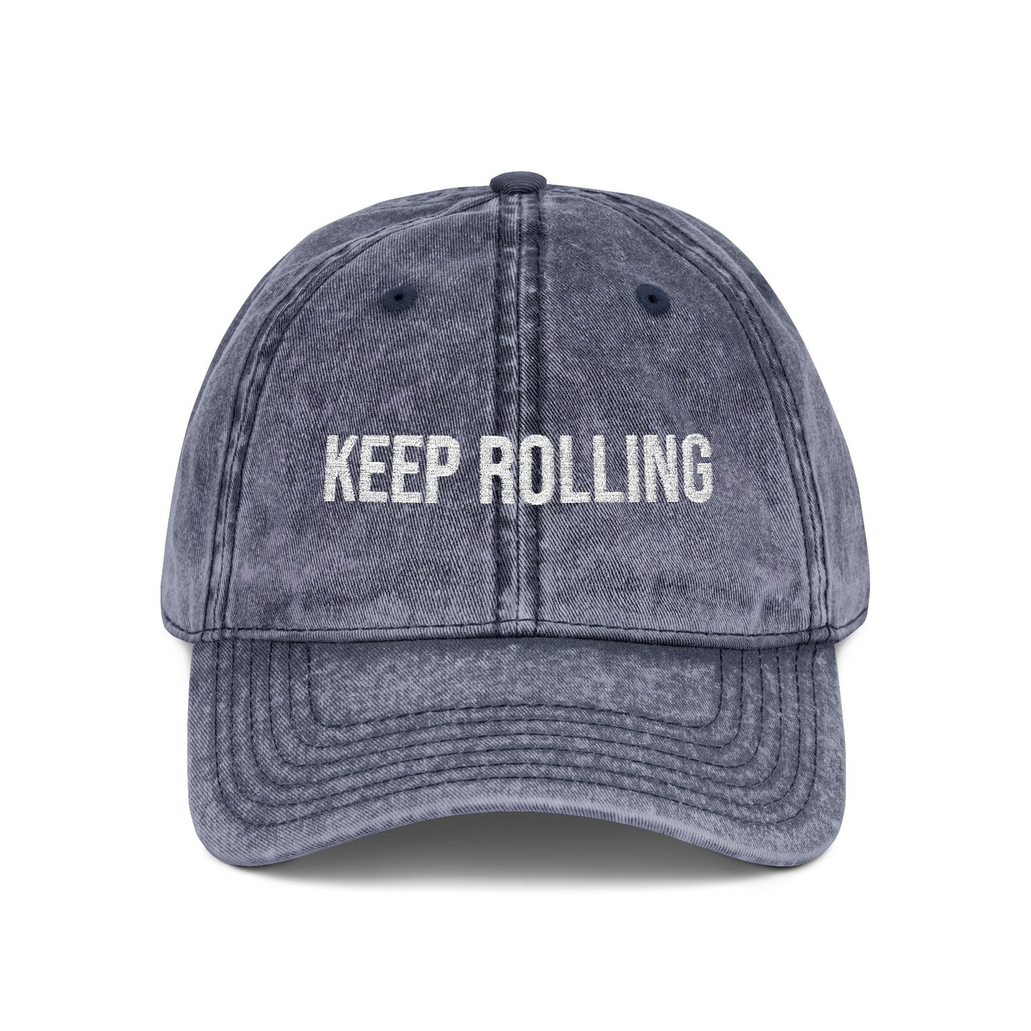 "Keep Rolling" Vintage Embroidered Cap, Casual Sun Protection, Gifts for Outdoors, Trendy Accessories, Everyday Wear