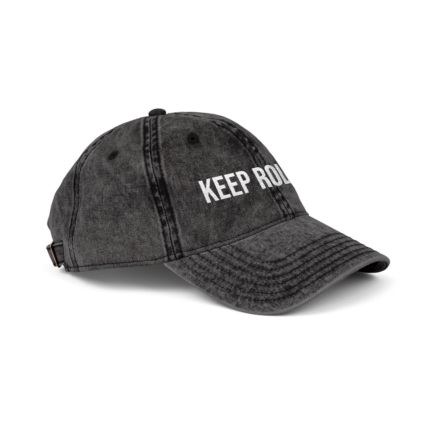 "Keep Rolling" Vintage Embroidered Cap, Casual Sun Protection, Gifts for Outdoors, Trendy Accessories, Everyday Wear