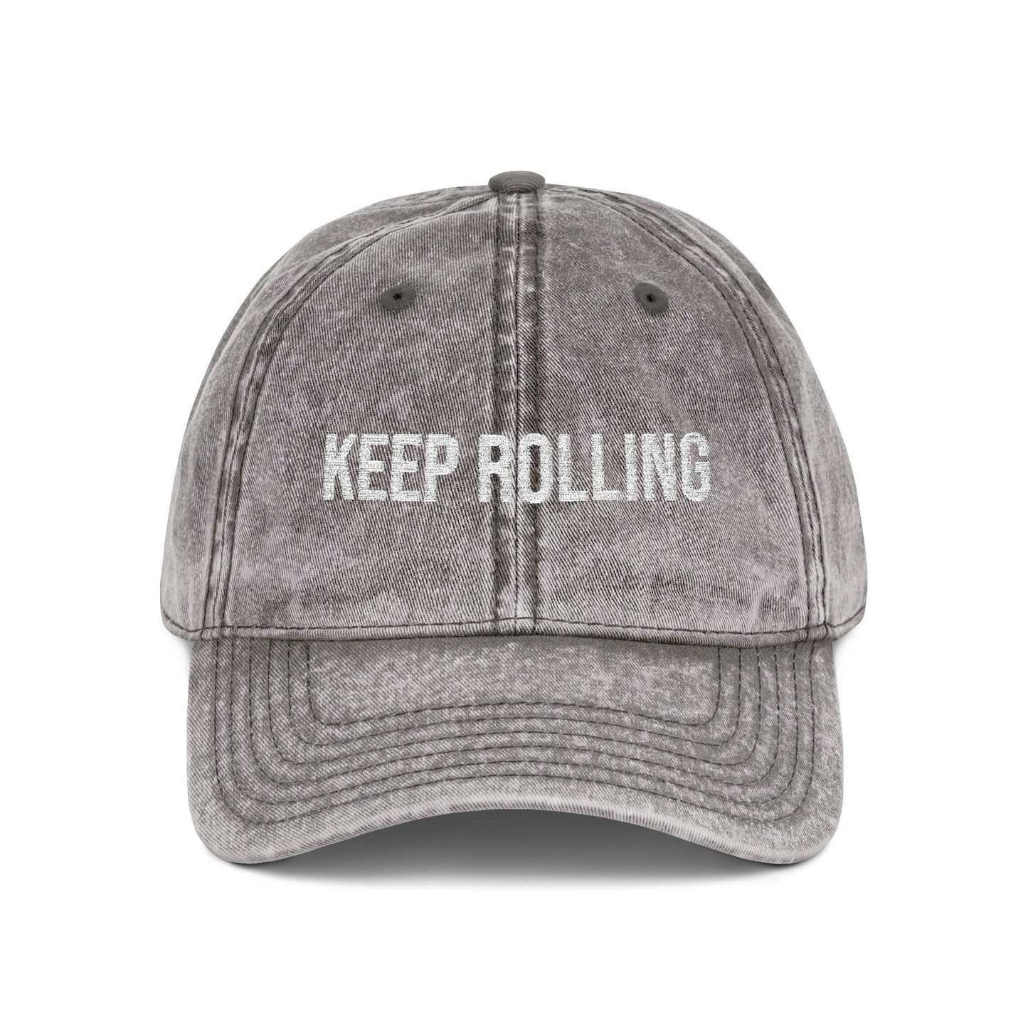 "Keep Rolling" Vintage Embroidered Cap, Casual Sun Protection, Gifts for Outdoors, Trendy Accessories, Everyday Wear