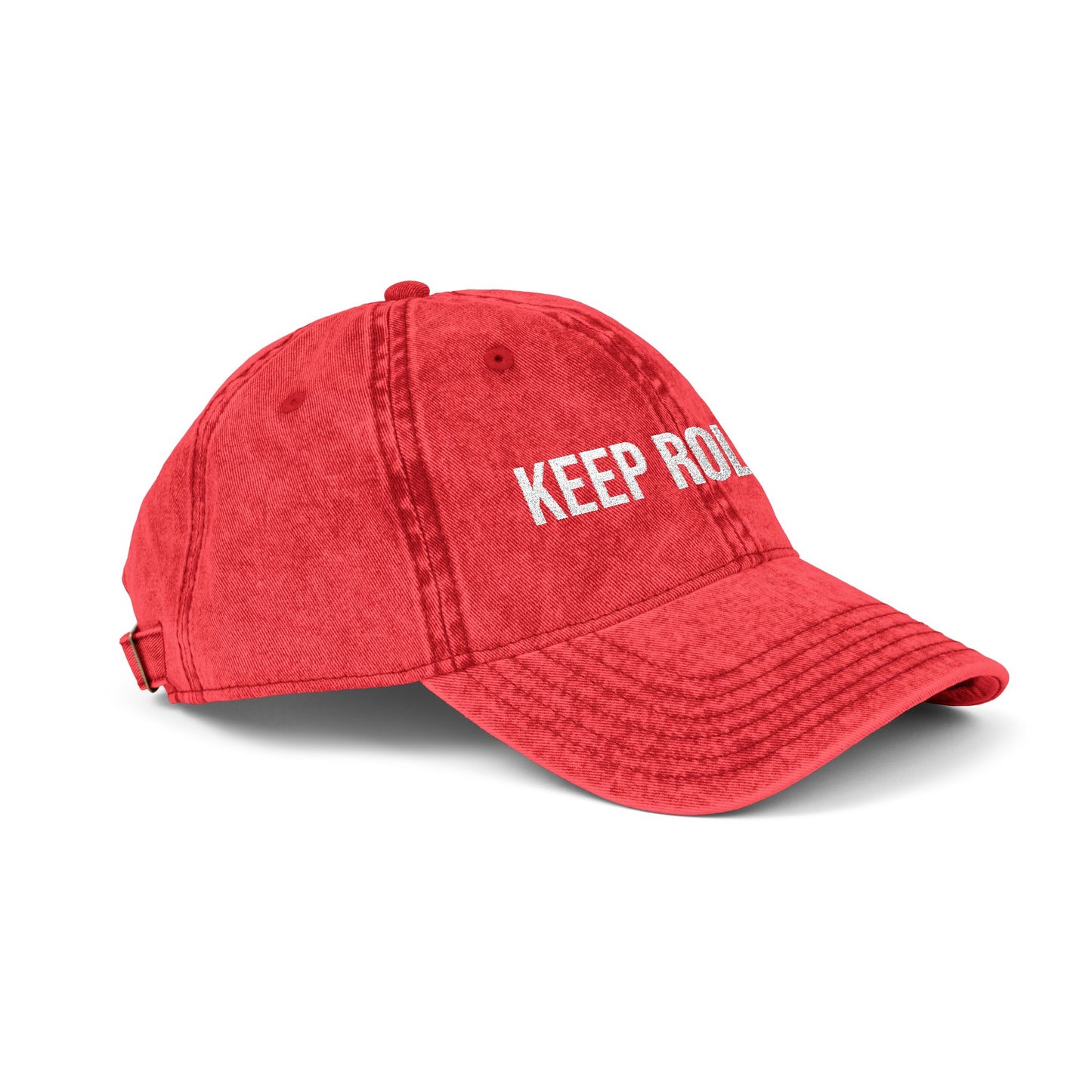 "Keep Rolling" Vintage Embroidered Cap, Casual Sun Protection, Gifts for Outdoors, Trendy Accessories, Everyday Wear