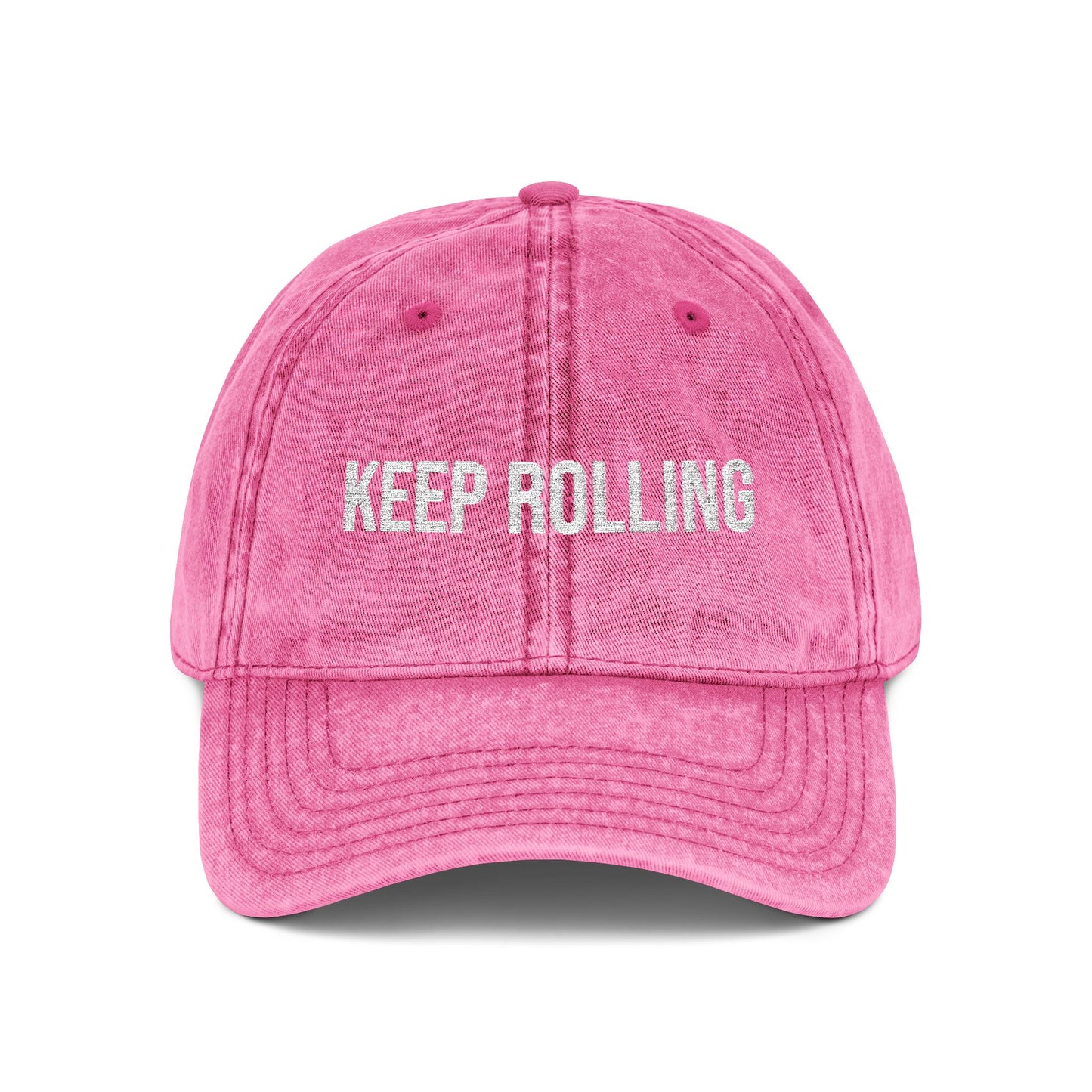 "Keep Rolling" Vintage Embroidered Cap, Casual Sun Protection, Gifts for Outdoors, Trendy Accessories, Everyday Wear